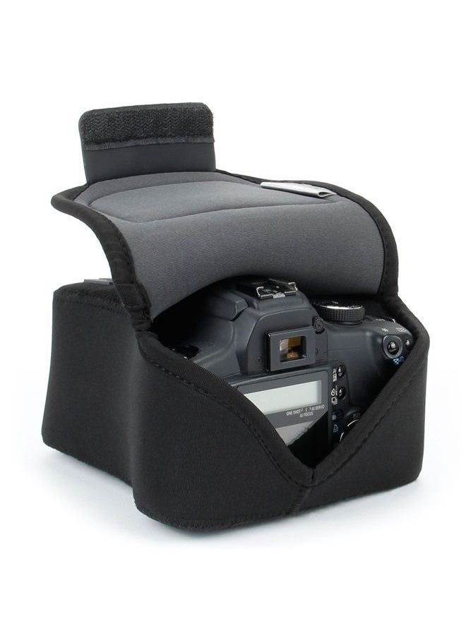 USA Gear USA GEAR DSLR Camera Sleeve with Neoprene Protection, Holster Belt Loop and Accessory Storage - Compatible with Canon EOS Rebel T7, T8, SL3, R7, 4000D, Nikon D3400, Pentax K-70 and Many More (Black)  - Image 1