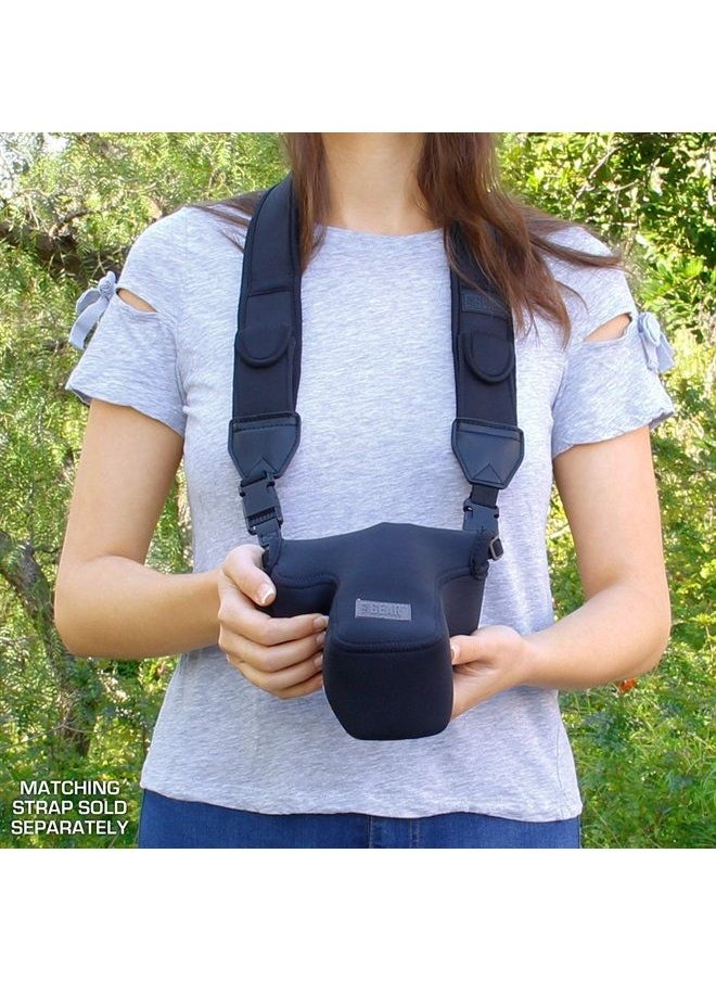 USA Gear USA GEAR DSLR Camera Sleeve with Neoprene Protection, Holster Belt Loop and Accessory Storage - Compatible with Canon EOS Rebel T7, T8, SL3, R7, 4000D, Nikon D3400, Pentax K-70 and Many More (Black)  - Image 4