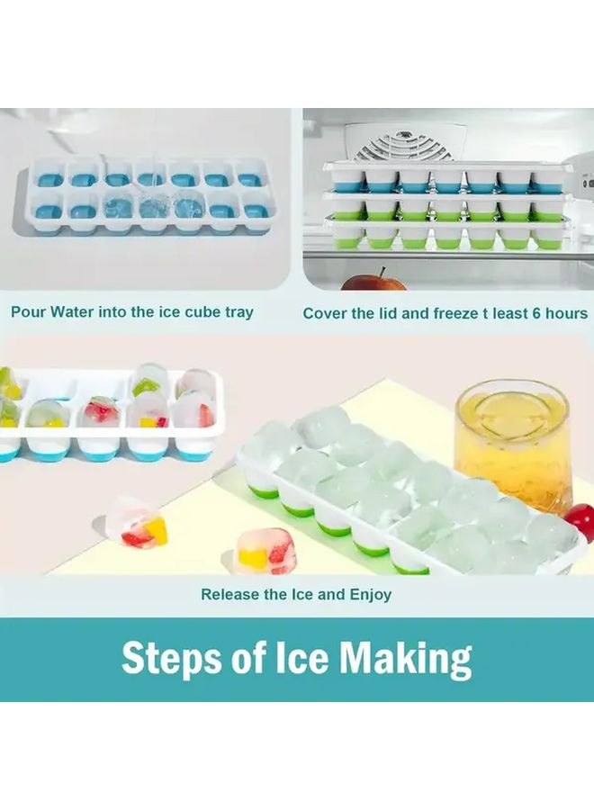 4pcs Ice Cube Mold Silicone Trays With Removable Lids Stackable Freezer Safe - Image 3