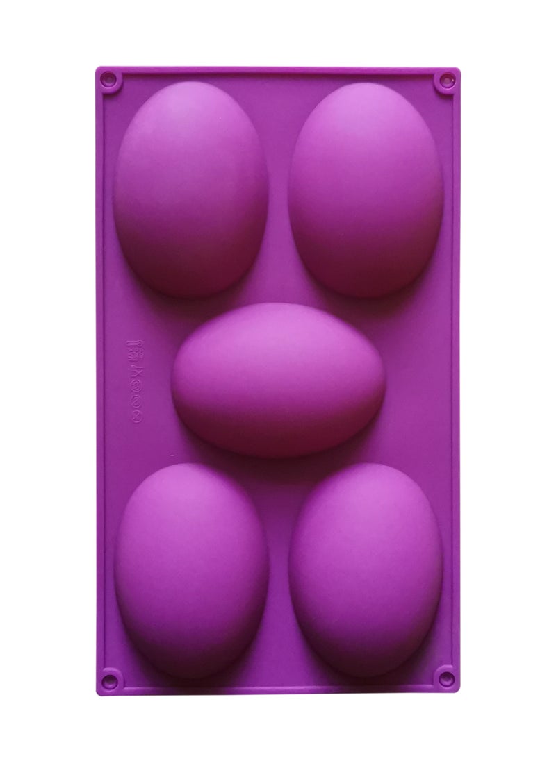asmat 5-Cavity Oval Silicone Soap Mold – Glossy Dome Design for Homemade Lotion and Soap Bars  - Image 1