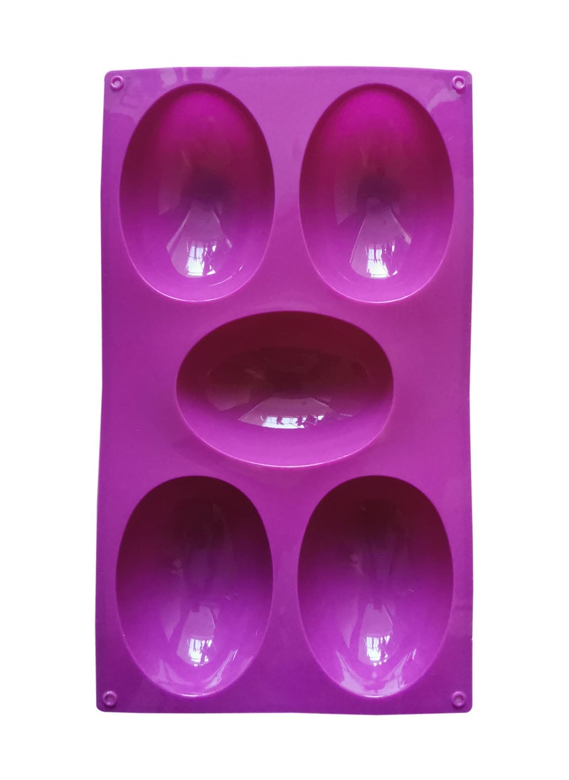asmat 5-Cavity Oval Silicone Soap Mold – Glossy Dome Design for Homemade Lotion and Soap Bars  - Image 2