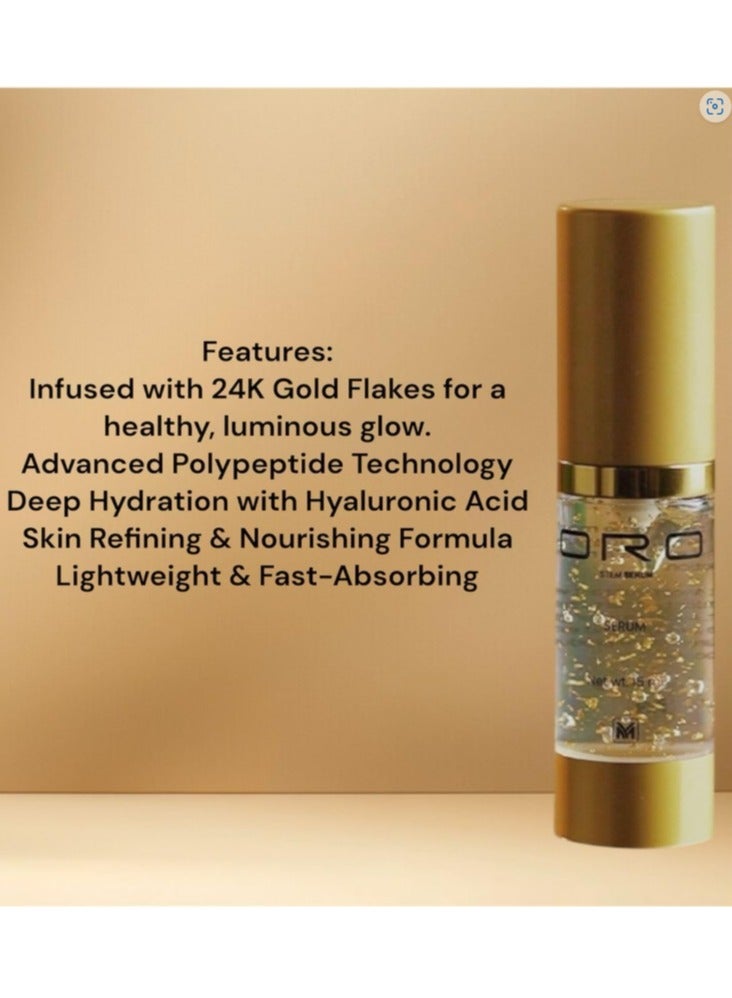 ORO STEM 24K Gold ORO Stem Face Serum, Hyaluronic Acid & Polypeptides. Intense Hydration, Anti-Aging Glow, Youthful Radiance. Illuminates & Refines Skin. Made in USA  - Image 4
