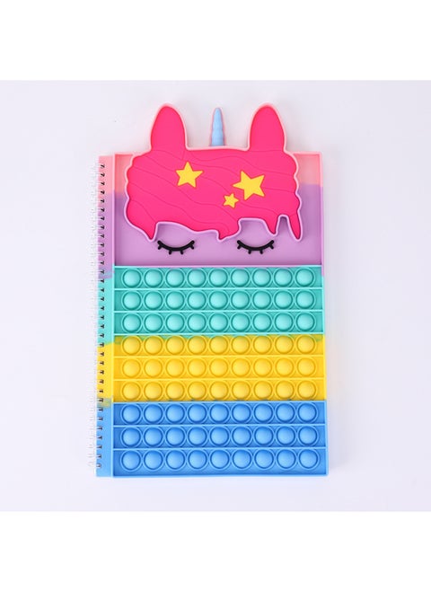 Unicorn Bubble Cartoon Stress Relief A4 Notebook Journal Spiral Bound Practice Book Silicone Material For Teenagers Intelligence Development-Color:Macaron-Specifications:A4