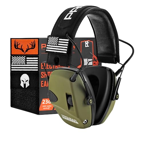 PROHEAR Electronic Ear Protection for Shooting with 4X Sound Amplification, Gun Range Hearing Protection Muffs, NRR 23dB Noise Reduction Headphones for Hunting, Green - Image 1