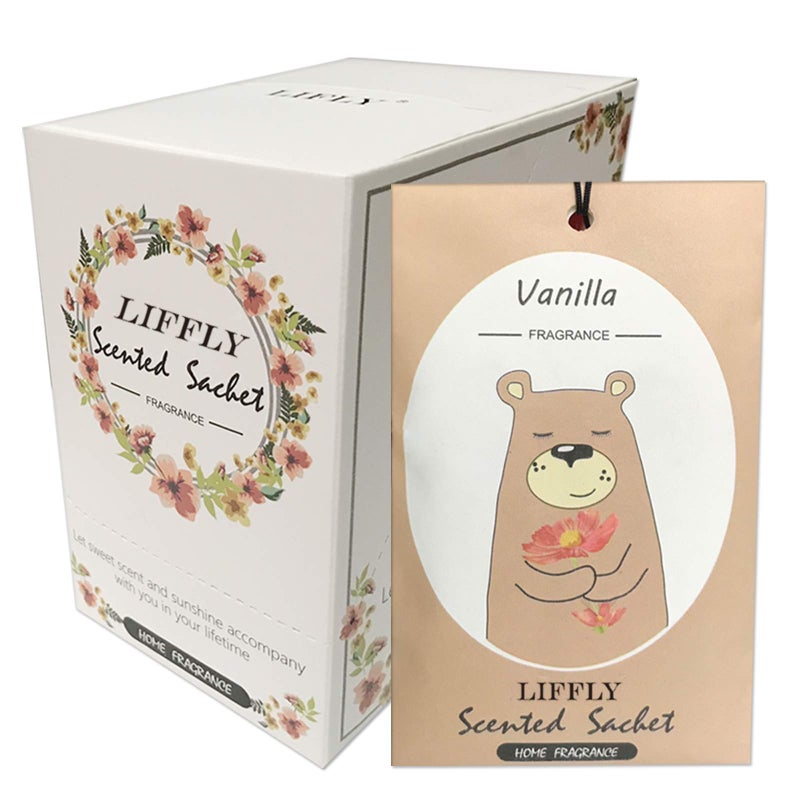 LIFFLY 14 Packs Vanilla Scented Sachets for Drawers and Closets Gift Box