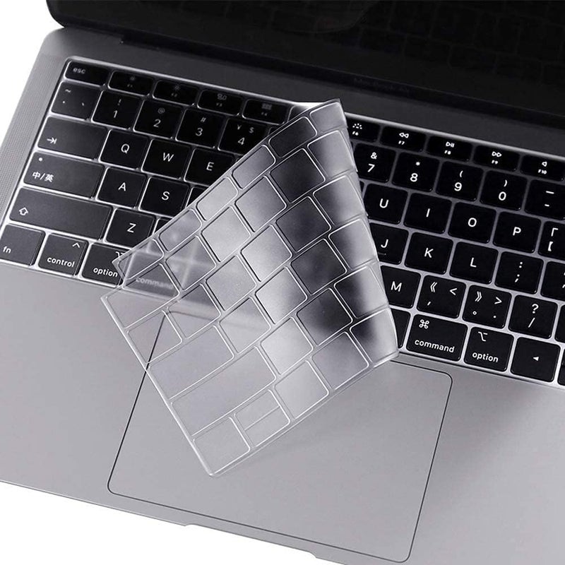 إيوكو حافظة صلبة من متوافقة مع MacBook Air مقاس 13 بوصة، M1 A2337 A2179 A1932 2018-2021 مع شاشة Retina وTouch ID، غطاء بلاستيكي صلب Air 13.3 وغطاء لوحة مفاتيح من TPU وواقي شاشة - شفاف بلوري - Image 5