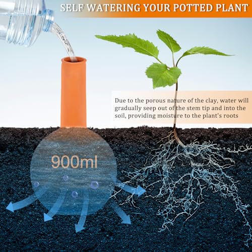 Srapwati 30 Oz Ollas Terracotta Watering Pots Large Plant Watering Globes SelfWatering Device Terracotta Clay Watering Pot with Lid Refill 2 Week Auto Irrigation System for Indoor Outdoor Plant2 Packs - Image 3