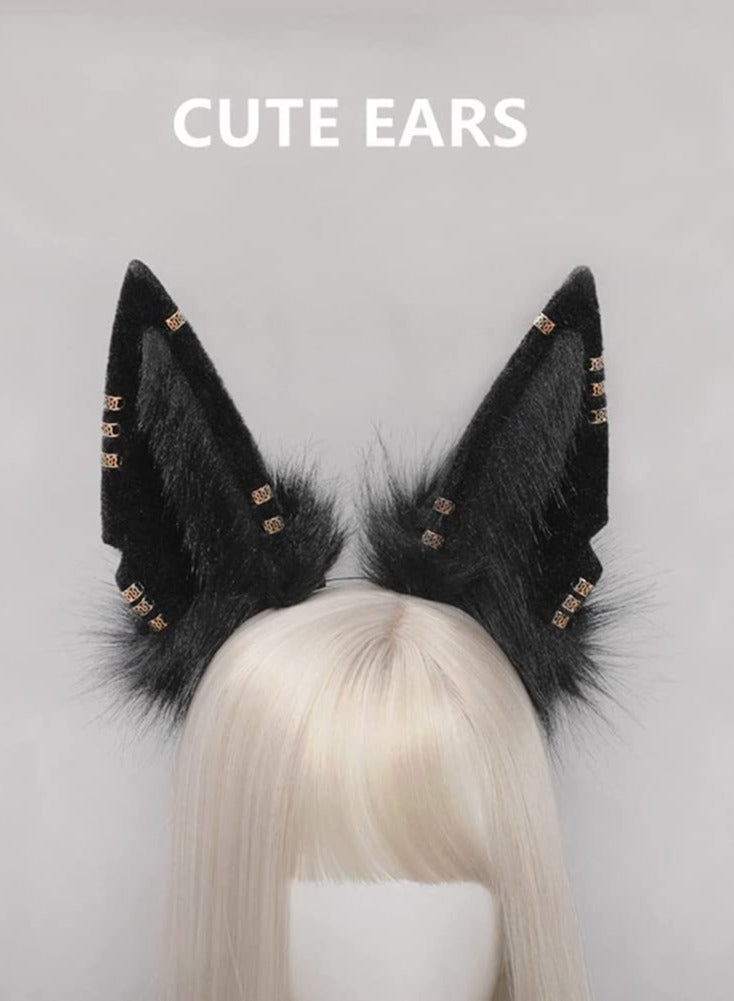 Loquat Cute Wolf Cat Dog Ears Headband  Costume Party Headpiece Hair Accessories Hairband Headwear  - Image 2