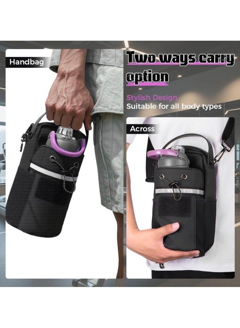 general Outdoor yoga fitness magnetic water bottle bag portable crossbody fitness water cup bag for small item storage keeps things organized - Image 4