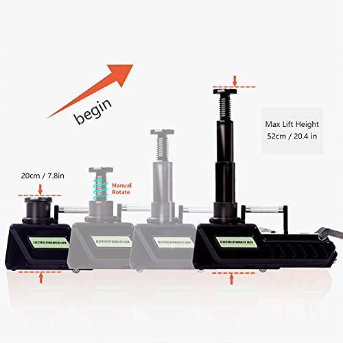 E-HEELP 15 Ton Electric Hydraulic Jack, 12V DC Heavy Duty Truck Floor Jack with LED Light for RV, SUV, Van, Sedan, Trucks (7.8-20.4 Inch Lift Range) - Image 4