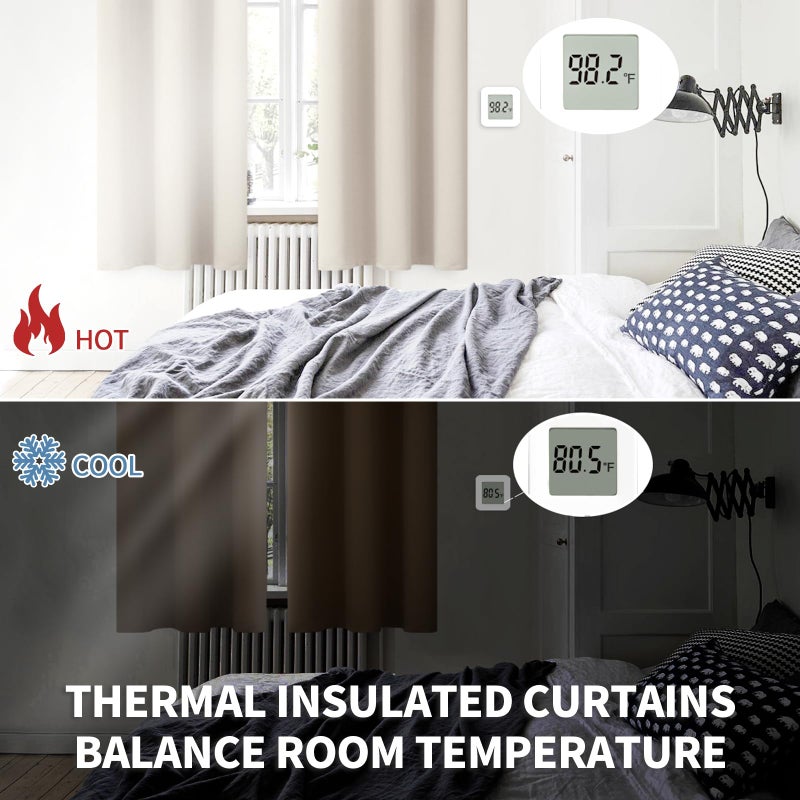 BGment Bgress Room الستائر الستائر 95 بوصة - الستائر الحرارية المعزولة الحرارية ستائر معالجة النافذة لغرفة النوم 2 لوحات 52 × 95 بوصة الجمال - Image 3