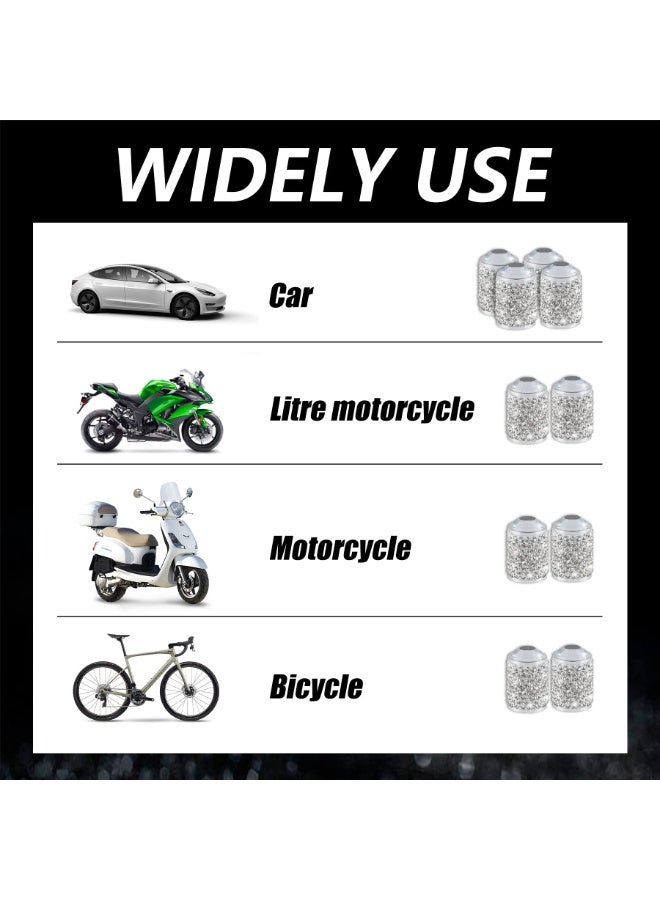Bukela Car Wheel Tire Valve Caps, 4 PCS Bling Tire Valve Caps, Crystal Tire Caps Shinny Rhinestone for Women, Universal Car Dustproof Tire Valve Caps for Cars, Trucks, SUV and Motorcycles (White) - Image 5