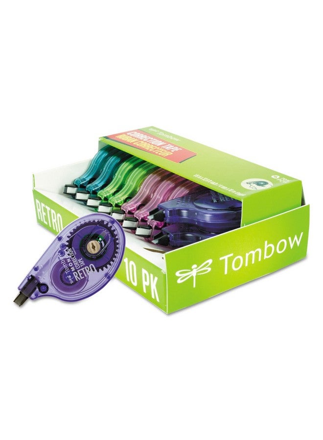 Tombow 68723 Mono Original Correction Tape, Asst Retrocolor Applicators, 1/6-Inch X 394-Inch , 10/Pack  - Image 1