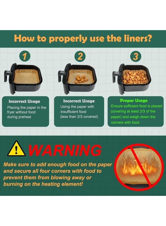هومستر شرائح مقلاة الهواء لشواية النينجا AG301, AF141 Pro 4-in 1 & More, 9in مربع ورق مقلاة الهواء المربعة القابلة للتخلص للتخلص منها مرشحات من 5 إلى 8 Qt, ملحقات شواء أغذية النينجا (مجموعة من 100) - Image 5