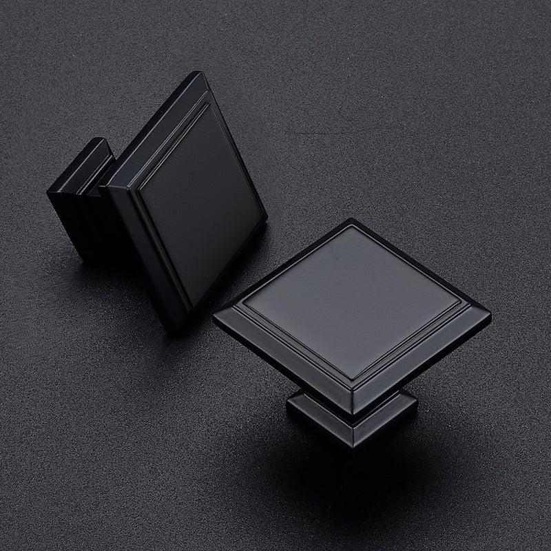 Ravinte 25 Pack 1-3/16 Inch Matte Black Kitchen Square Cabinet Knobs Solid Drawer Pulls Black Single Hole Kitchen Cabinet Hardware Knobs for Cabinets and Drawers - Image 2