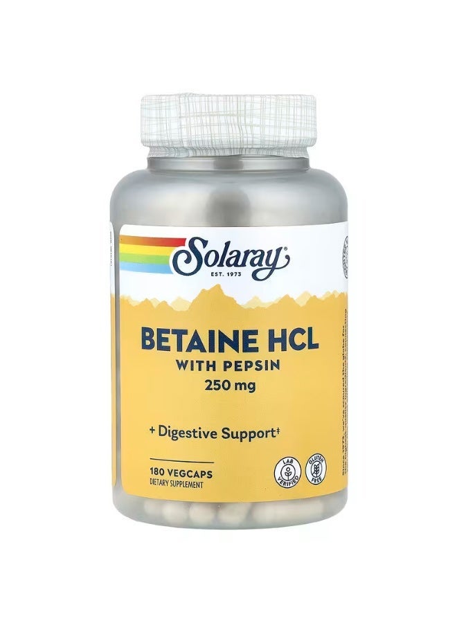 SOLARAY سولاري - HCl مع بيبسين - 250 ملغ - 180 كبسولة - Image 1