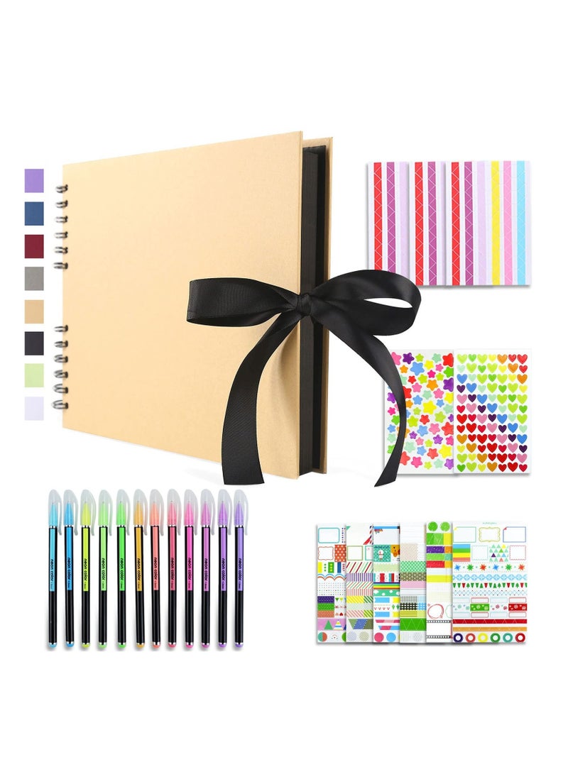 Scrapbook Photo Album DIY Set  Album, Hardcover Pictures Book 11x8 Inches 80 Black Pages 290x215mm - Image 1