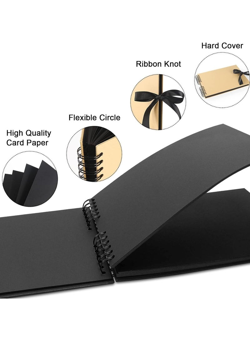 Scrapbook Photo Album DIY Set  Album, Hardcover Pictures Book 11x8 Inches 80 Black Pages 290x215mm - Image 3