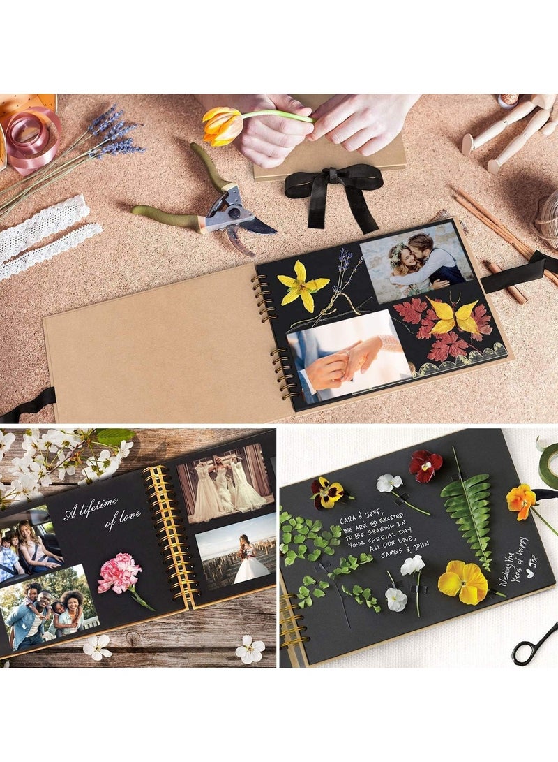 Scrapbook Photo Album DIY Set  Album, Hardcover Pictures Book 11x8 Inches 80 Black Pages 290x215mm - Image 5