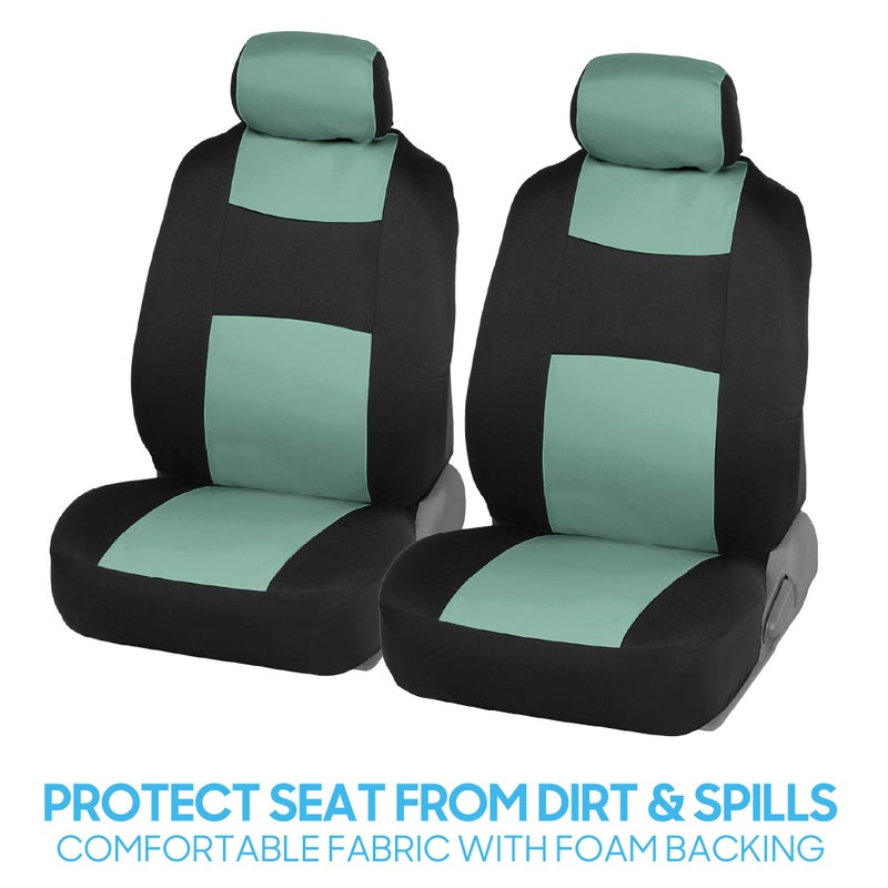 BDK PolyPro Car Seat Covers Full Set in Mint on Black â€“ Front and Rear Split Bench Seat Covers Accessories for Auto Trucks Van SUV,Easy to Install - Image 3