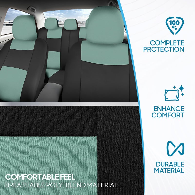 BDK PolyPro Car Seat Covers Full Set in Mint on Black â€“ Front and Rear Split Bench Seat Covers Accessories for Auto Trucks Van SUV,Easy to Install - Image 5