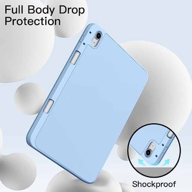 غطاء حافظة لجهاز iPad A16 11th/10th Gen 2025/2022 الموديل: TPU ناعم باللون الأسود مع حامل قلم رصاص وحامل ثلاثي الطي للاستيقاظ/النوم التلقائي وتصميم خفيف الوزن مقاوم للصدمات - Image 4