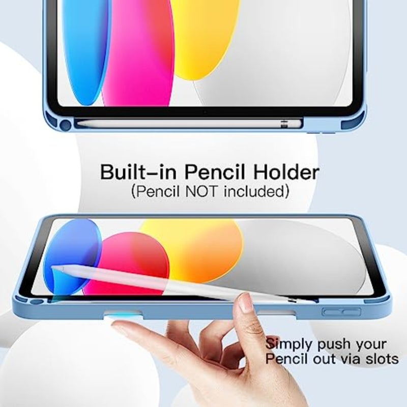 غطاء حافظة لجهاز iPad A16 11th/10th Gen 2025/2022 الموديل: TPU ناعم باللون الأسود مع حامل قلم رصاص وحامل ثلاثي الطي للاستيقاظ/النوم التلقائي وتصميم خفيف الوزن مقاوم للصدمات - Image 5