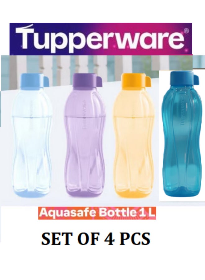 Tupperware Original Branded Reusable - Hydration Fridge Bottle - BPA-Free - Leak Proof - Ideal for Gym, Office, Home Sports, Work & School Eco Water Bottle, 1 Litre, Image colors (Light Purple, orange, Sky blue and Turquois Color) - 4 Piece - Image 1