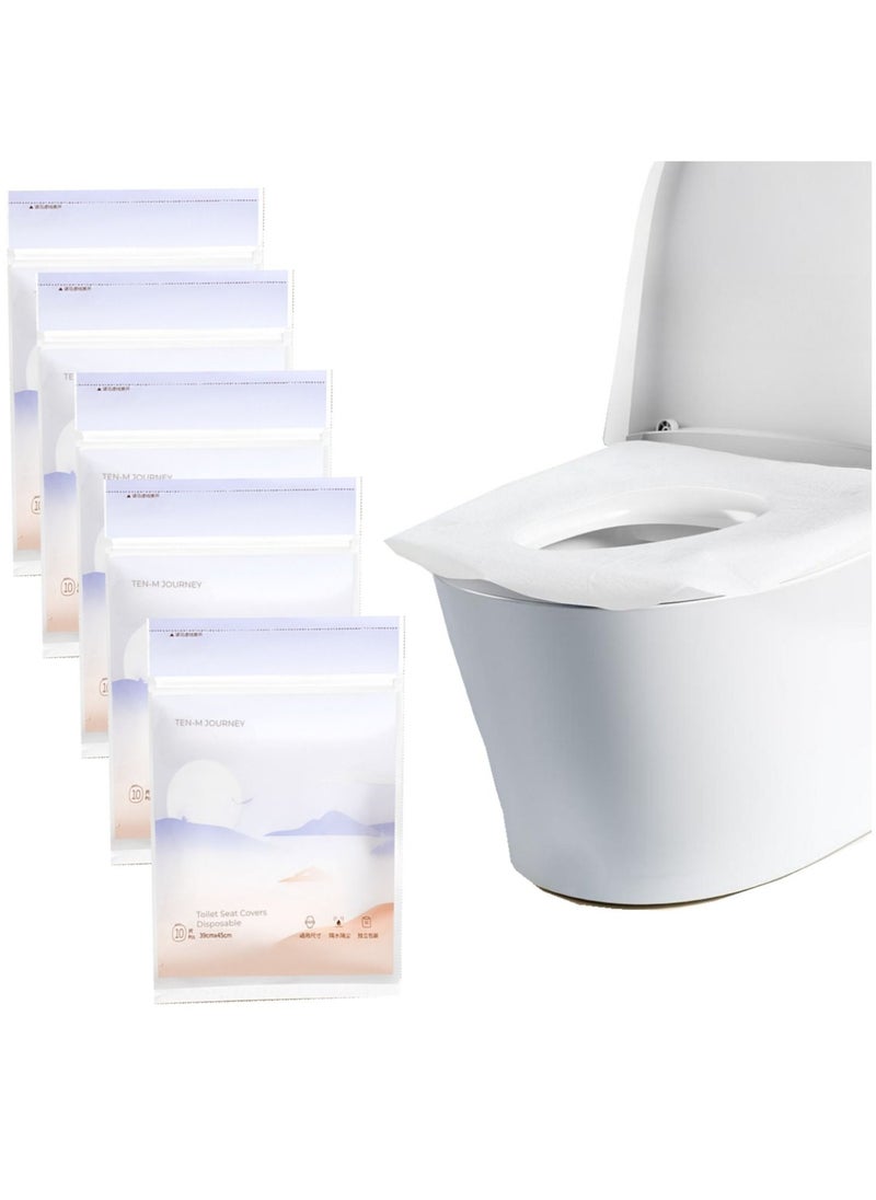 Be a better mom - 50 Units Disposable Toilet Seat Cover, Thick & Waterproof, Individually Wrapped Portable Shields, Paper Toilet Seat Covers for Trips Hospital Airplane Hotel Camping Road Trips - Image 1