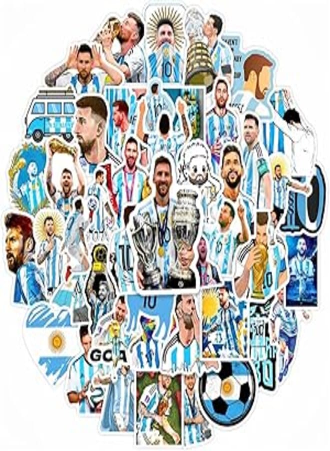 FASHION MANIA fashion mania 50 Pcs Soccer Star Messi Commemorative Stickers,Waterproof PVC, DIY Luggage Guitar Laptop 