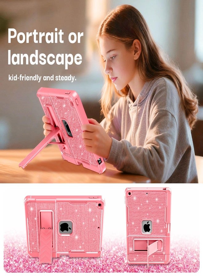 إنفيلاند جراب INFILAND اللامع لجهاز iPad من الجيل التاسع (2021) / الجيل الثامن (2020) / الجيل السابع (2019) مقاس 10.2 بوصة، غطاء واقٍ متين مقاوم للصدمات بتصميم لطيف مع مسند للأطفال (وردي) - Image 5
