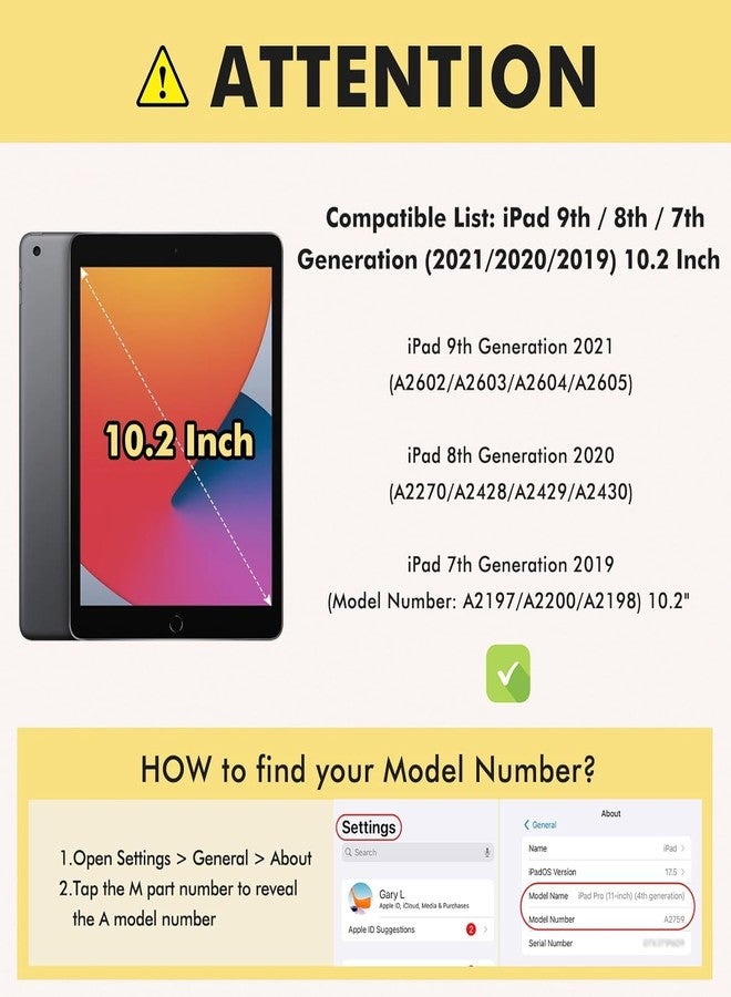 إنفيلاند جراب INFILAND اللامع لجهاز iPad من الجيل التاسع (2021) / الجيل الثامن (2020) / الجيل السابع (2019) مقاس 10.2 بوصة، غطاء واقٍ متين مقاوم للصدمات بتصميم لطيف مع مسند للأطفال (وردي) - Image 2