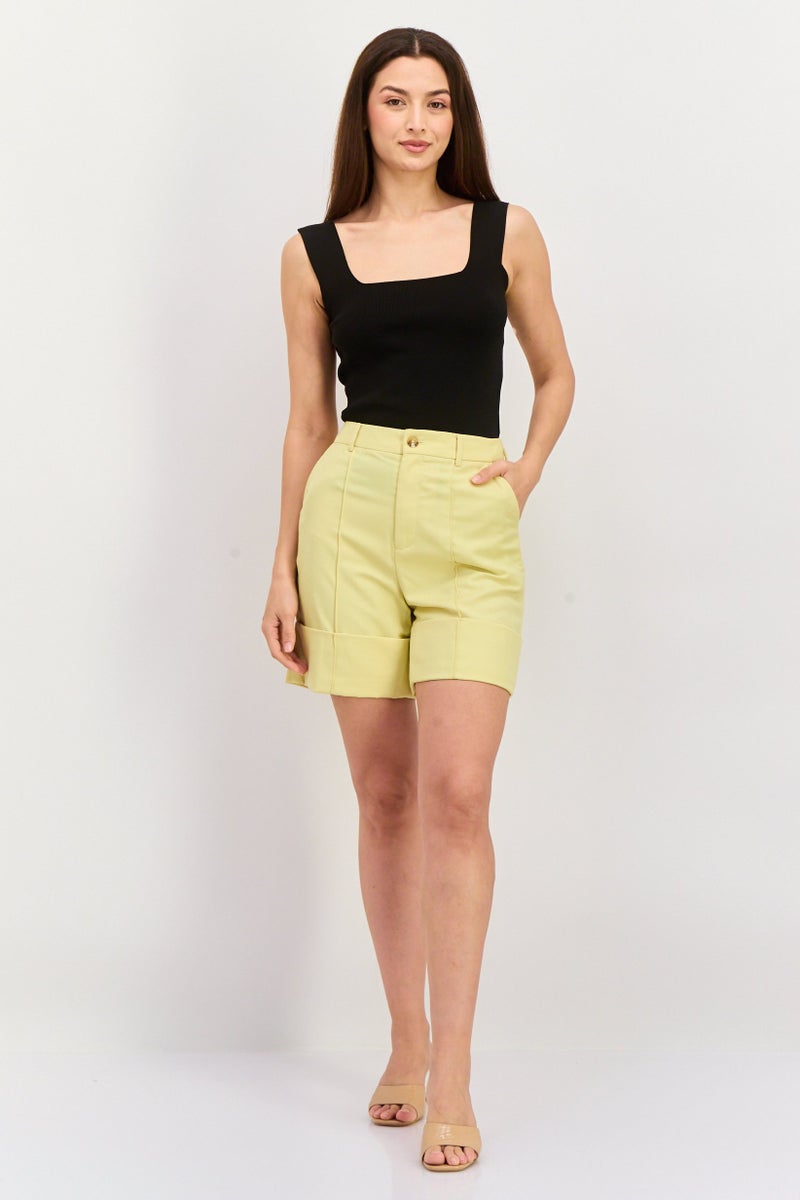 ONLY شورتات أساسية بسيطة للنساء، أصفر - Image 4