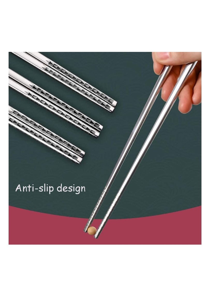 Y&D Metal Chopsticks, Reusable Dishwasher Safe, 2 Pair Chinese Japanese Korean 316 Stainless Steel Chopstick  - Image 3