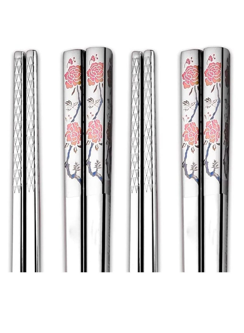 Y&D Metal Chopsticks, Reusable Dishwasher Safe, 2 Pair Chinese Japanese Korean 316 Stainless Steel Chopstick  - Image 1