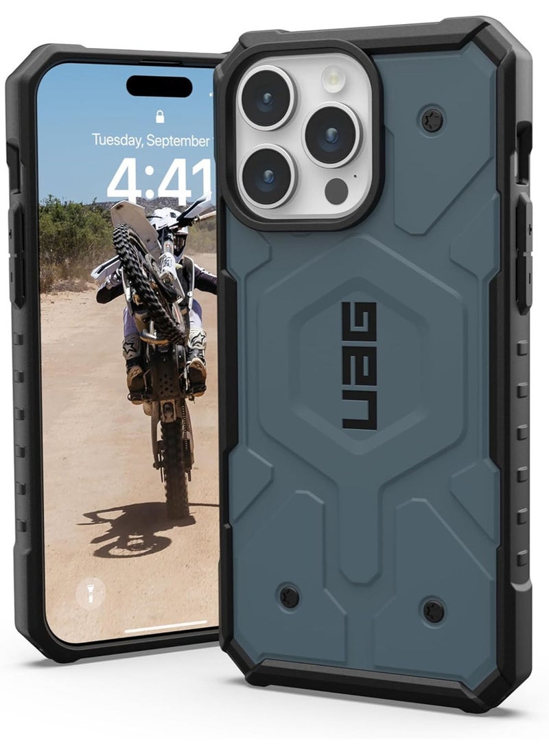 Urban Armor Gear - UAG Pathfinder MagSafe for iPhone 15 Pro Max Case Cover [18 Feet Drop Tested]  - Cloud Blue - Image 1