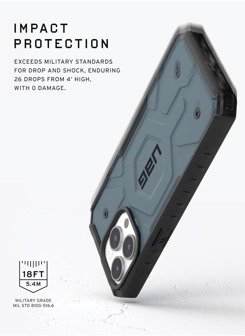 Urban Armor Gear - UAG Pathfinder MagSafe for iPhone 15 Pro Max Case Cover [18 Feet Drop Tested]  - Cloud Blue - Image 1