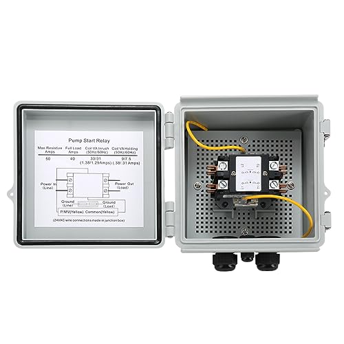 Briidea Irrigation Pump Start Sprinkler Relay, Waterproof Box, 2-Pole AC Contactor, 40A 24V Coil, Compatible with Pumps Up to 5HP - Image 1
