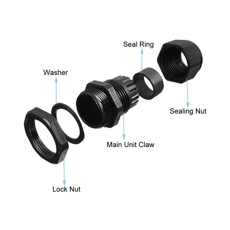 Black Cable Gland Kit 80pcs PG16 20pcs Nylon Adjustable Sealing Connector - Image 5
