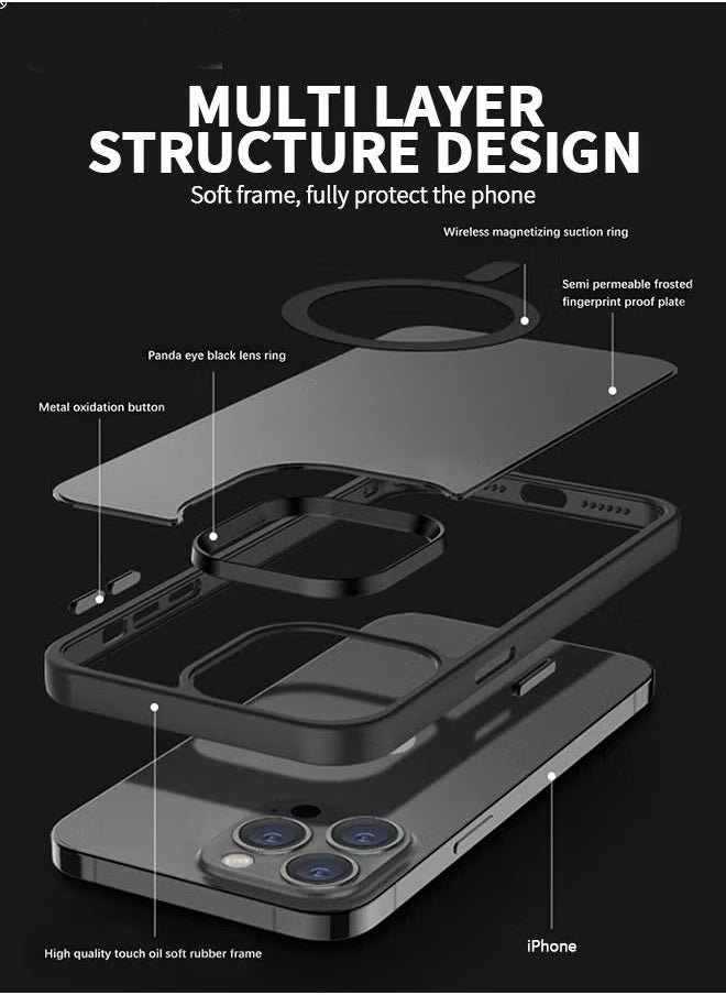 Generic - Magnetic Designed for iPhone 15 Pro Black Case,  Grade Protection & Compatible with MagSafe, Translucent Matte Back with Soft Edge Phone Case - Image 1