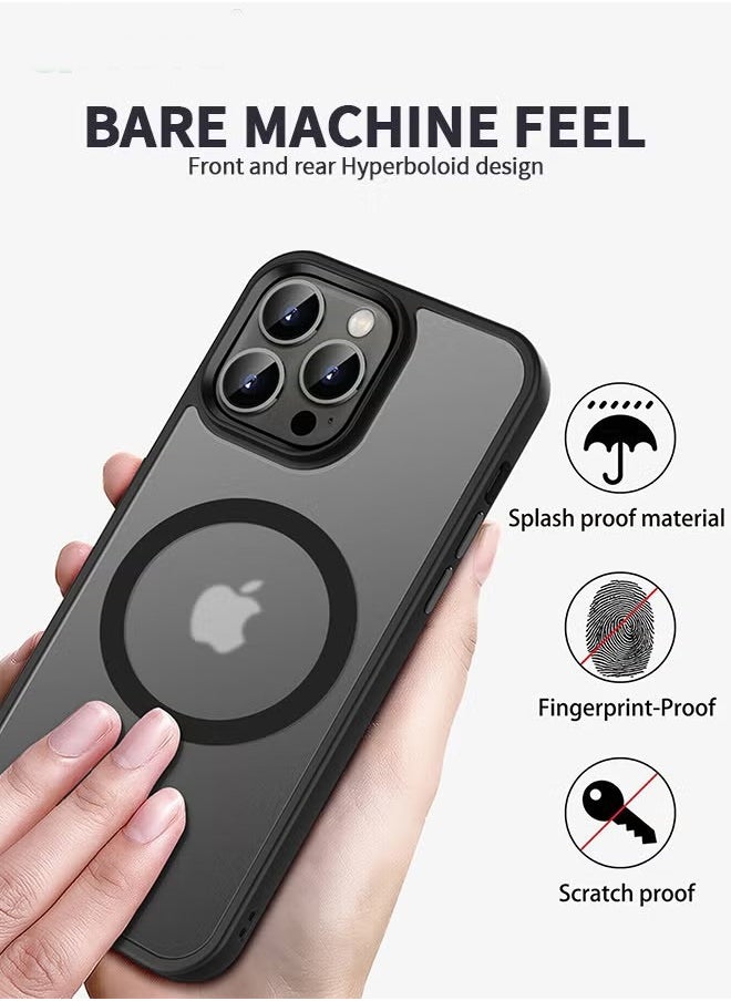 Generic - Magnetic Designed for iPhone 15 Pro Black Case,  Grade Protection & Compatible with MagSafe, Translucent Matte Back with Soft Edge Phone Case - Image 1