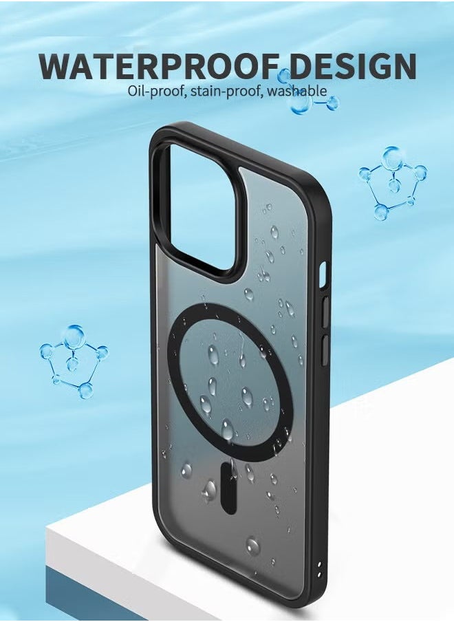 Generic - Magnetic Designed for iPhone 15 Pro Black Case,  Grade Protection & Compatible with MagSafe, Translucent Matte Back with Soft Edge Phone Case - Image 1