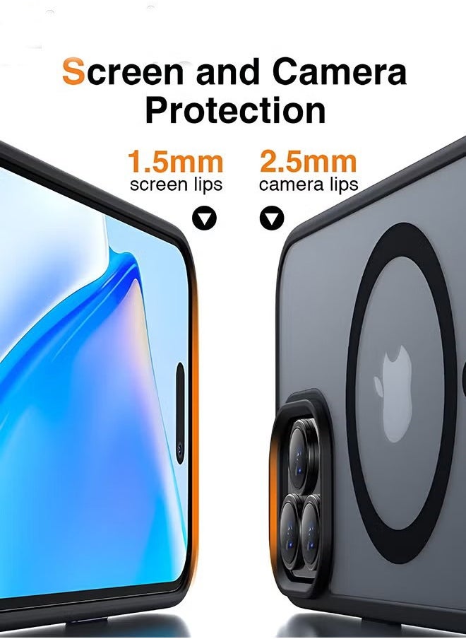 Generic - Magnetic Designed for iPhone 15 Pro Black Case,  Grade Protection & Compatible with MagSafe, Translucent Matte Back with Soft Edge Phone Case - Image 1
