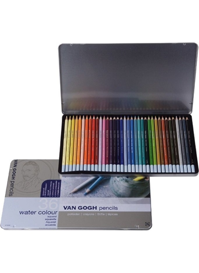 Talens - Van Gogh Watercolor Pencil Aquarel Paint 36 Colors Metal Box - Image 1