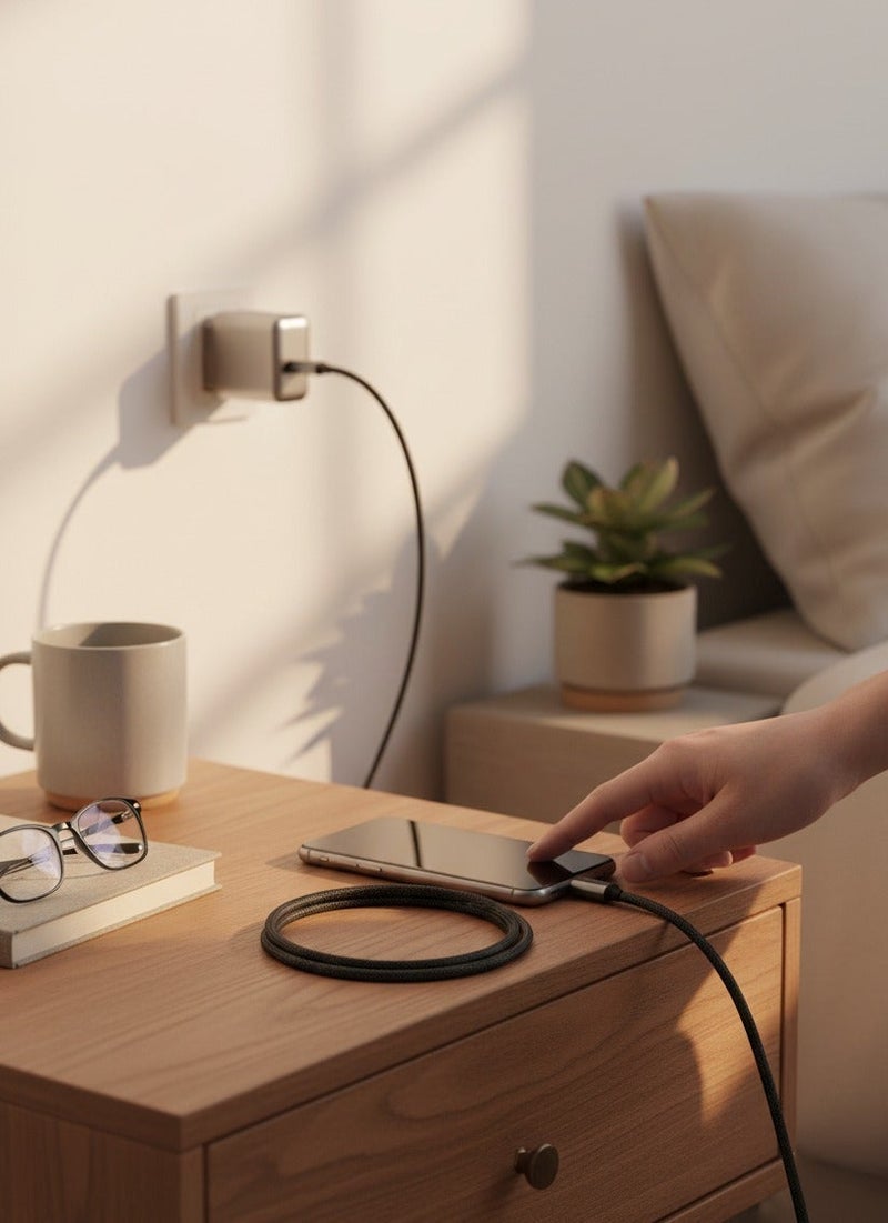 زوم بلس كيبل شحن سريع ZOOM PLUS ZP A599 RAPIDE بقوة 100 واط Type-C إلى Type-C، كيبل USB-C مضفر فائق المتانة للهواتف الذكية والأجهزة اللوحية واللابتوبات وأجهزة PD - Image 3