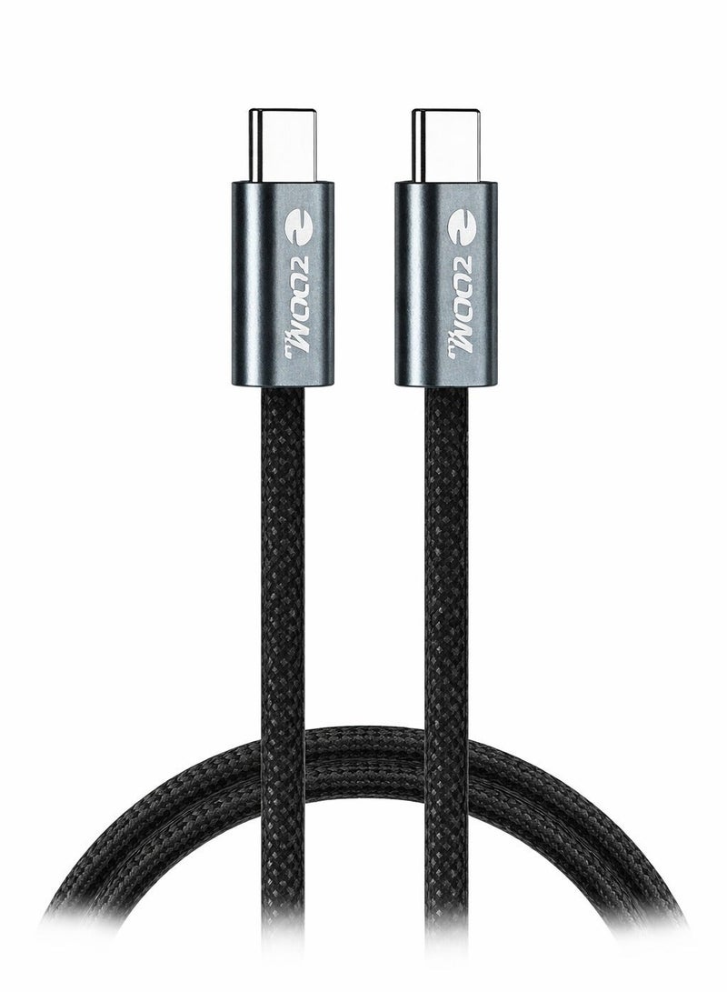 زوم بلس كيبل شحن سريع ZOOM PLUS ZP A599 RAPIDE بقوة 100 واط Type-C إلى Type-C، كيبل USB-C مضفر فائق المتانة للهواتف الذكية والأجهزة اللوحية واللابتوبات وأجهزة PD - Image 1