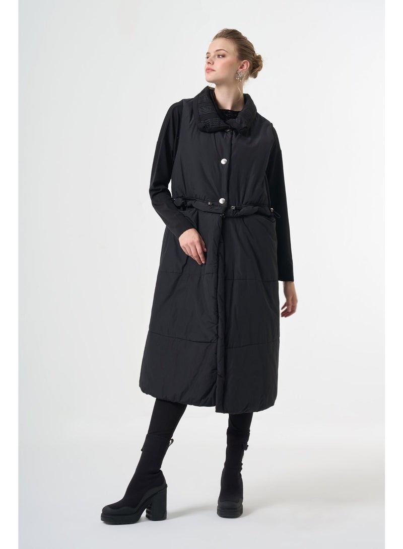 MissWhence Long Padded Vest - Black - Image 1
