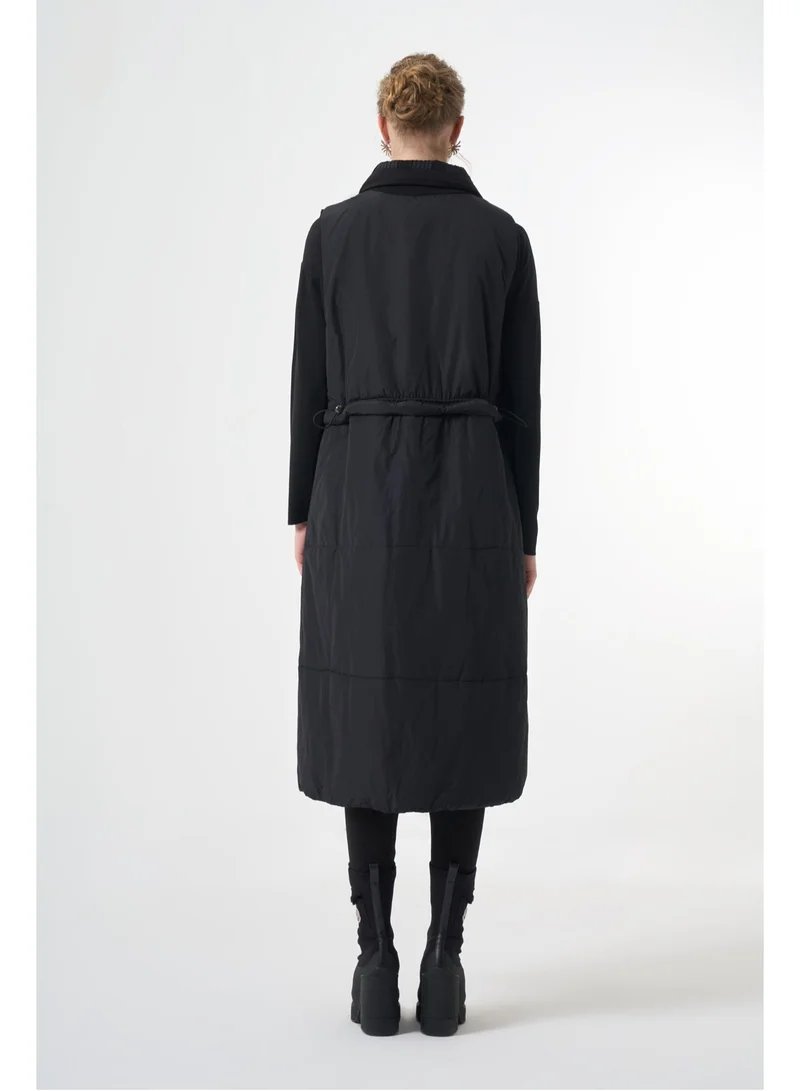 MissWhence Long Padded Vest - Black