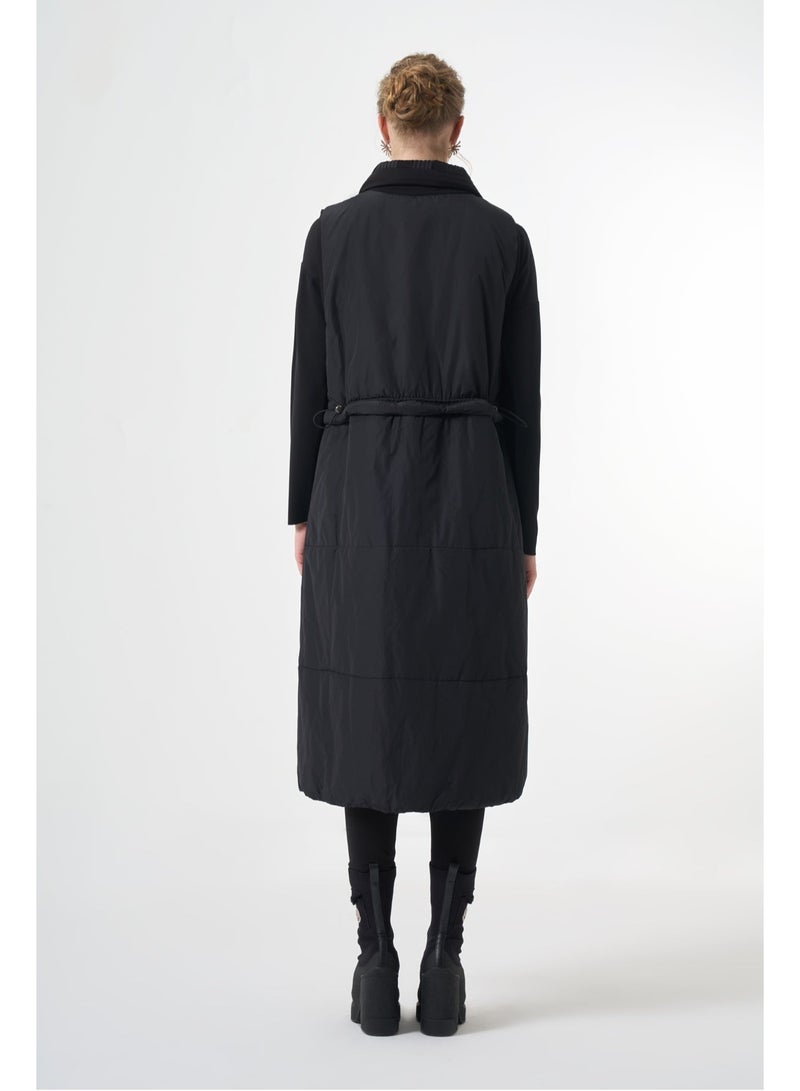 MissWhence Long Padded Vest - Black - Image 2
