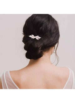Yheakne Bridal Pearl Rhinestone Hair Clip Comb Shining Headwear Crystal Hair Clamp Barrette Wedding Headpieces Hair Accessories For Women And Girls (Gold Champagne)  - Image 2